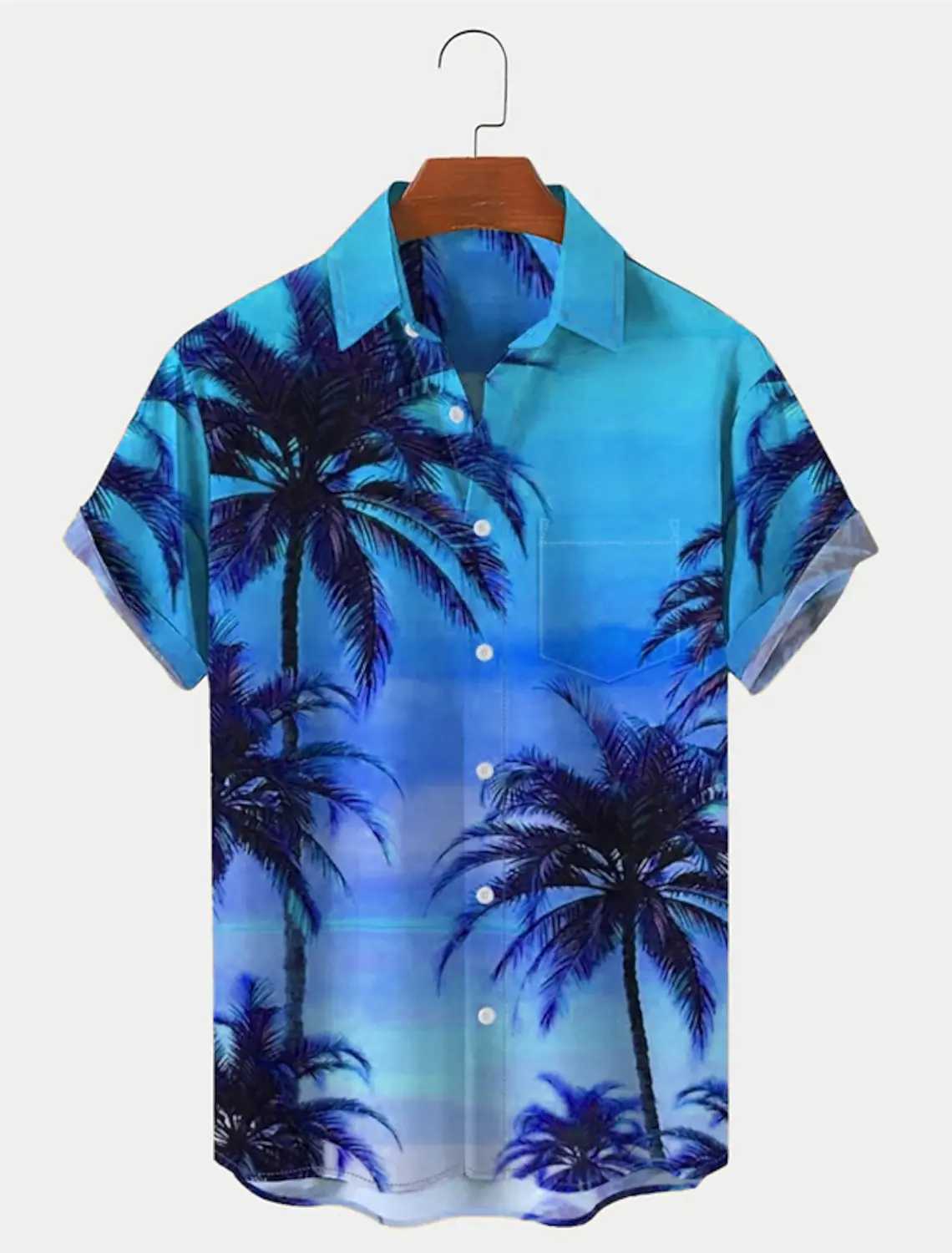 Mens summer Haian shirt graphic print palm Tr revolving door outdoor short sleeved Slves button printed clothing W241026