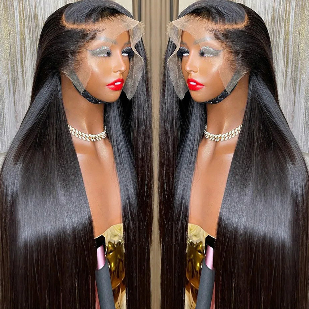 200% 13x4 Bone Straight Front Wigs Human Hair Brazilian Remy Transparent 13x6 HD Lace Frontal 26 28 30 Inch Closure Wig