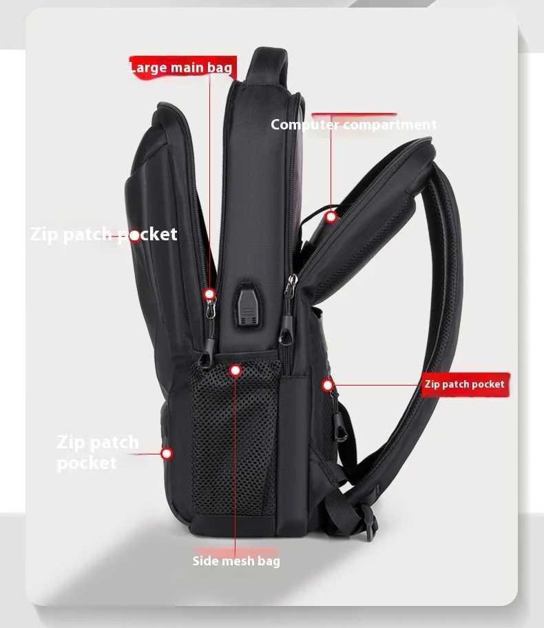 Mens Multi-functial Computer Backpack Simple Waterproof Large Capacity Womens Travel Backpack Bag Suiase USB Charging 2024XJ241026