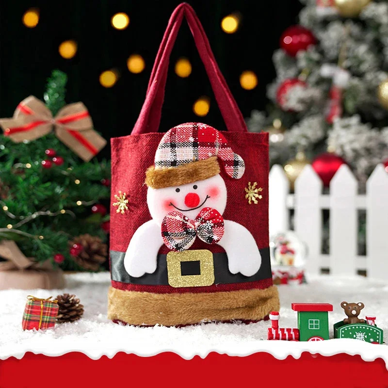 2PCS Christmas Tote Bags Snowman Fawn Gift Bags ren Gift Bags Candy Bags Storage Bags Christmas Decorations 241025