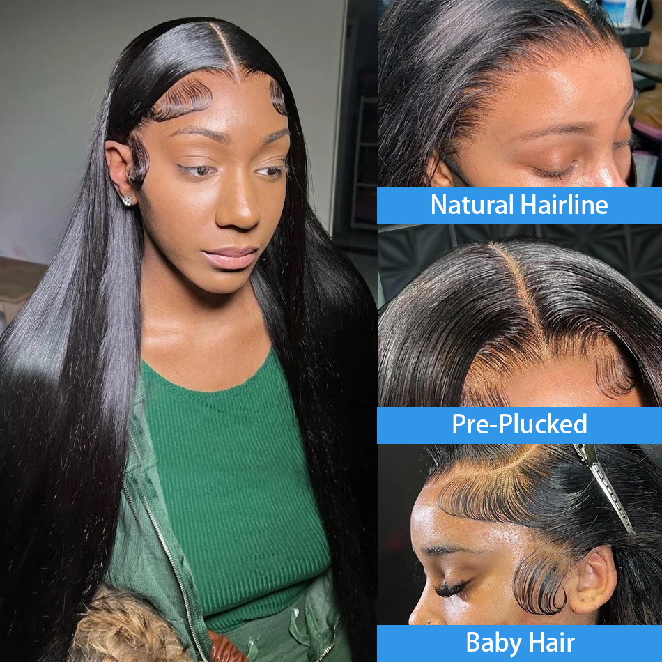 200% 13x4 Bone Straight Front Wigs Human Hair Brazilian Remy Transparent 13x6 HD Lace Frontal 26 28 30 Inch Closure Wig