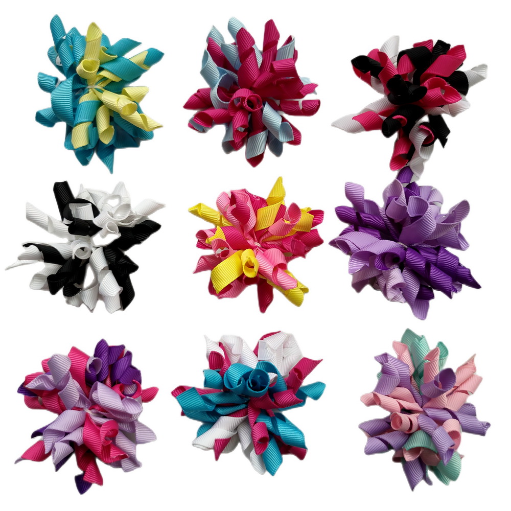 Baby Girls Small Corker Elastic Hairband 2.5INCH Korker Bows Flowers Hair Clips Bobbles Curlies Loop Ribbon School Student Sports Headwear 10Pcs