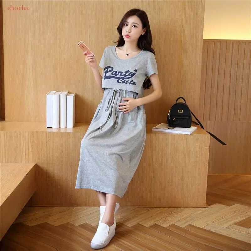 New Breastfeeding Pregnant Dress Breastfeeding Two Piece Short Sleeve Pregnant Dress Pregnant Long Dress W241026