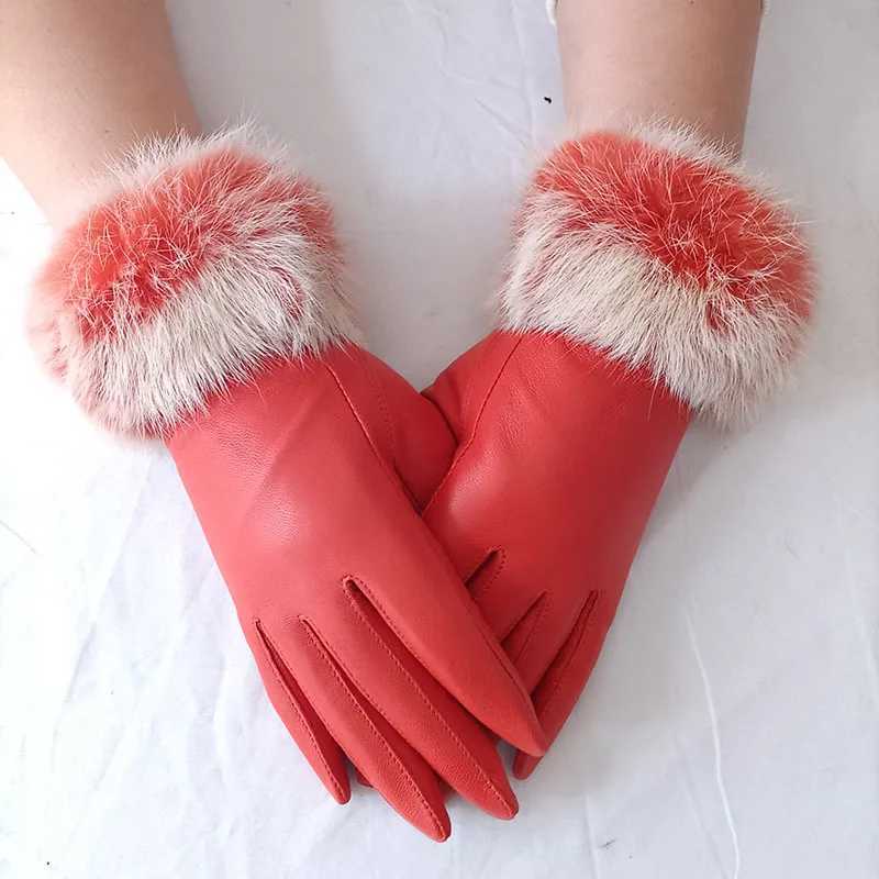 HSPL genuine leather womens thick leather womens rabbit leather sheepskin hot leather W241026