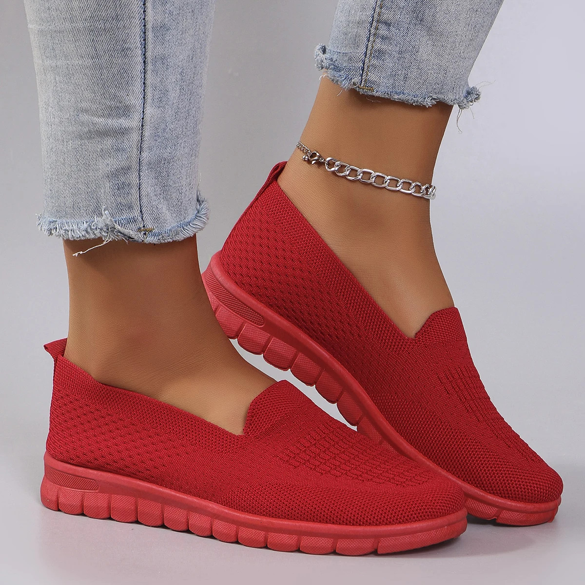 Spring womens sports shoes fashionable breathable lightweight non slip durable casual sports shoes flat shoes 241024