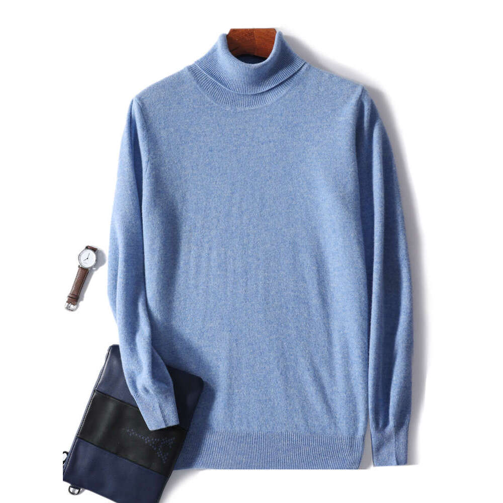 Aliselect 100% Pure Merino Wool Men Pullover Turtleneck Knitwear Jerseys Spring Autumn Winter Warm Cashmere Jumper Sweater Tops