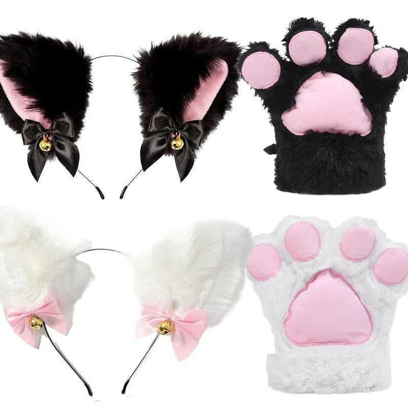 Role playing Cat Cl Gs Update Large Size Women Winter Plush Warm Halloween Christmas Party Role playing Full Finger Gloves W241026