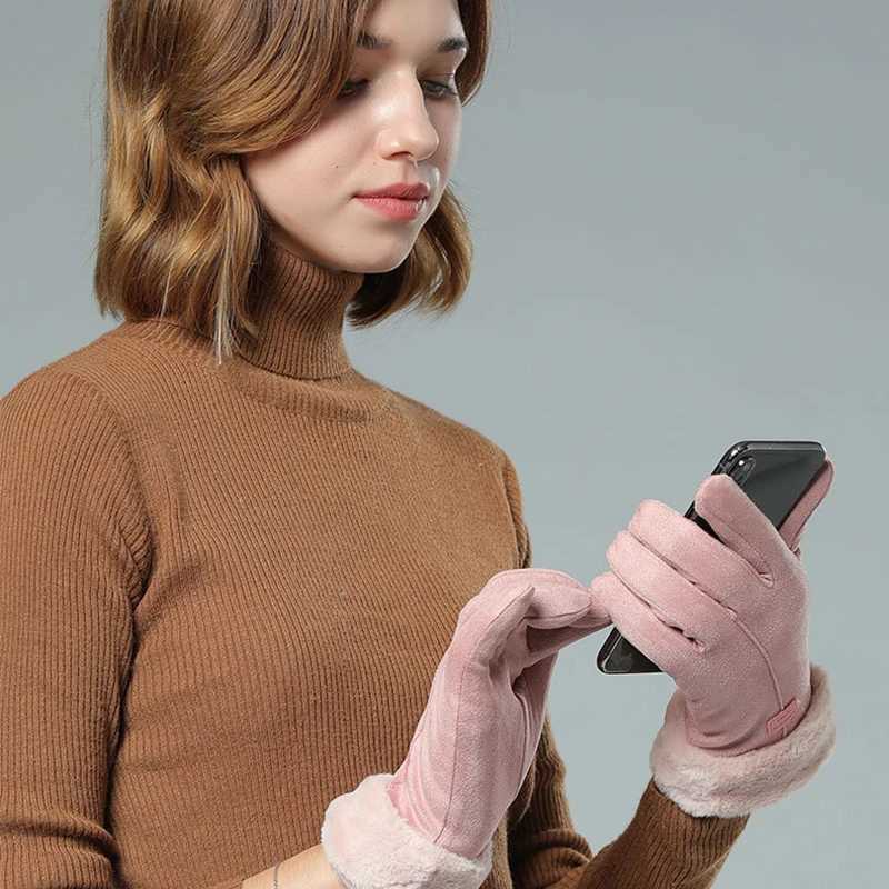 New Fashion Gs Autumn Cute Fur Warm Gloves Full Finger Gloves Women Outdoor Sports Women Gs Screen W241026