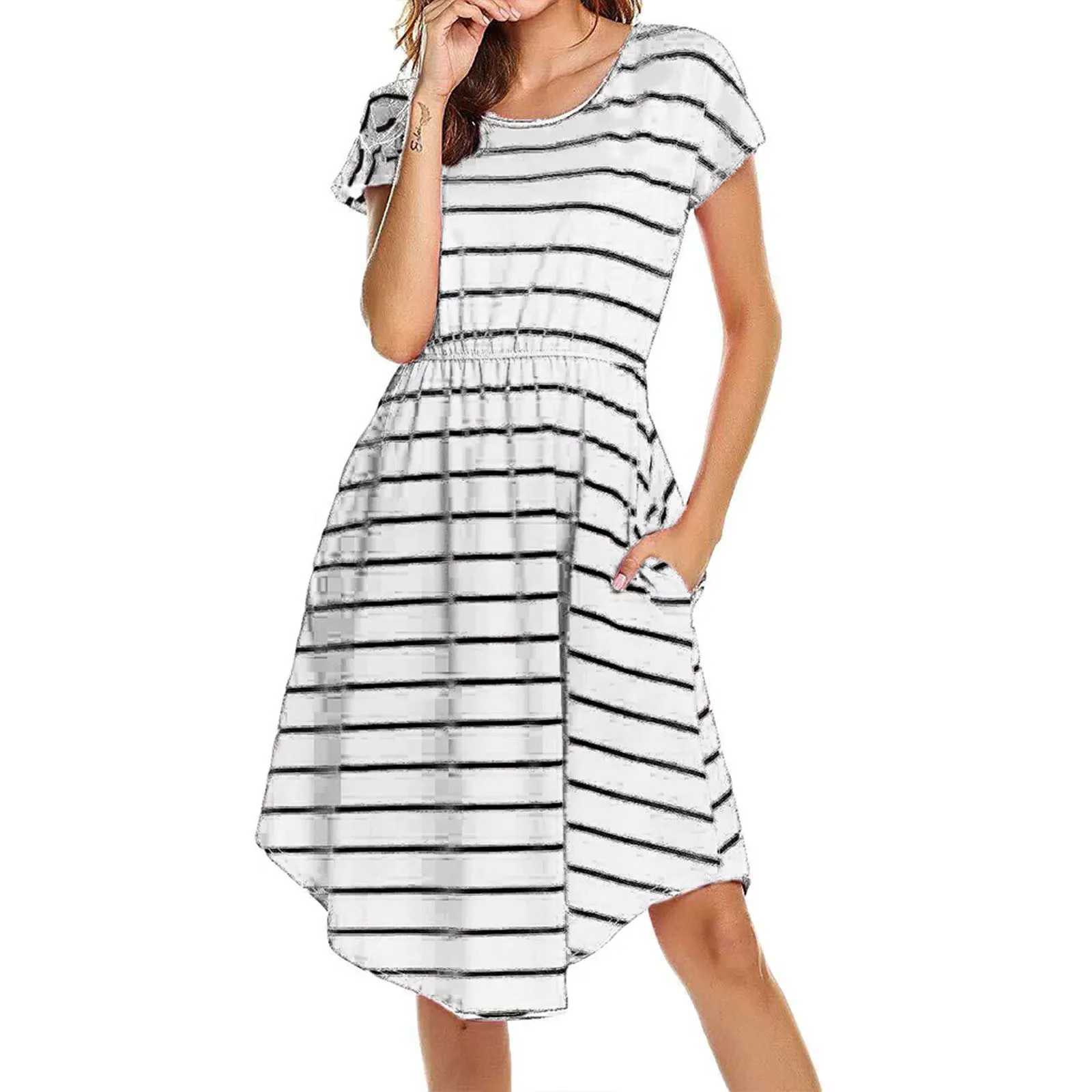 Summer maternity care striped dress womens casual striped short sleeved maternity care dress W241026