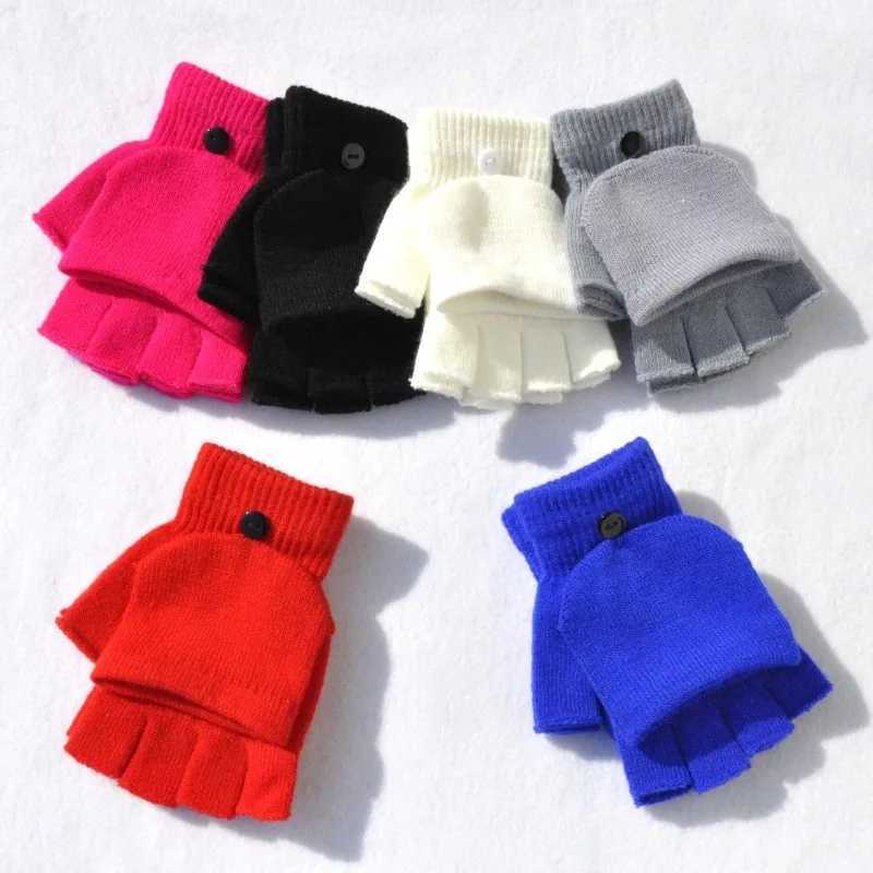 Wool Knitted Finger Collar Gs Winter Warm Flexible Touch Screen Gs Mens and Womens Neutral Exposed Finger Gloves G W241026