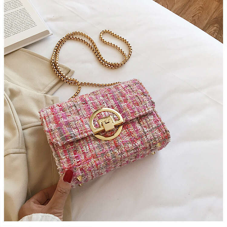 2024 New trendy Korean version fashionable and versatile chain single shoulder crossbody ins super hot woolen women's bag