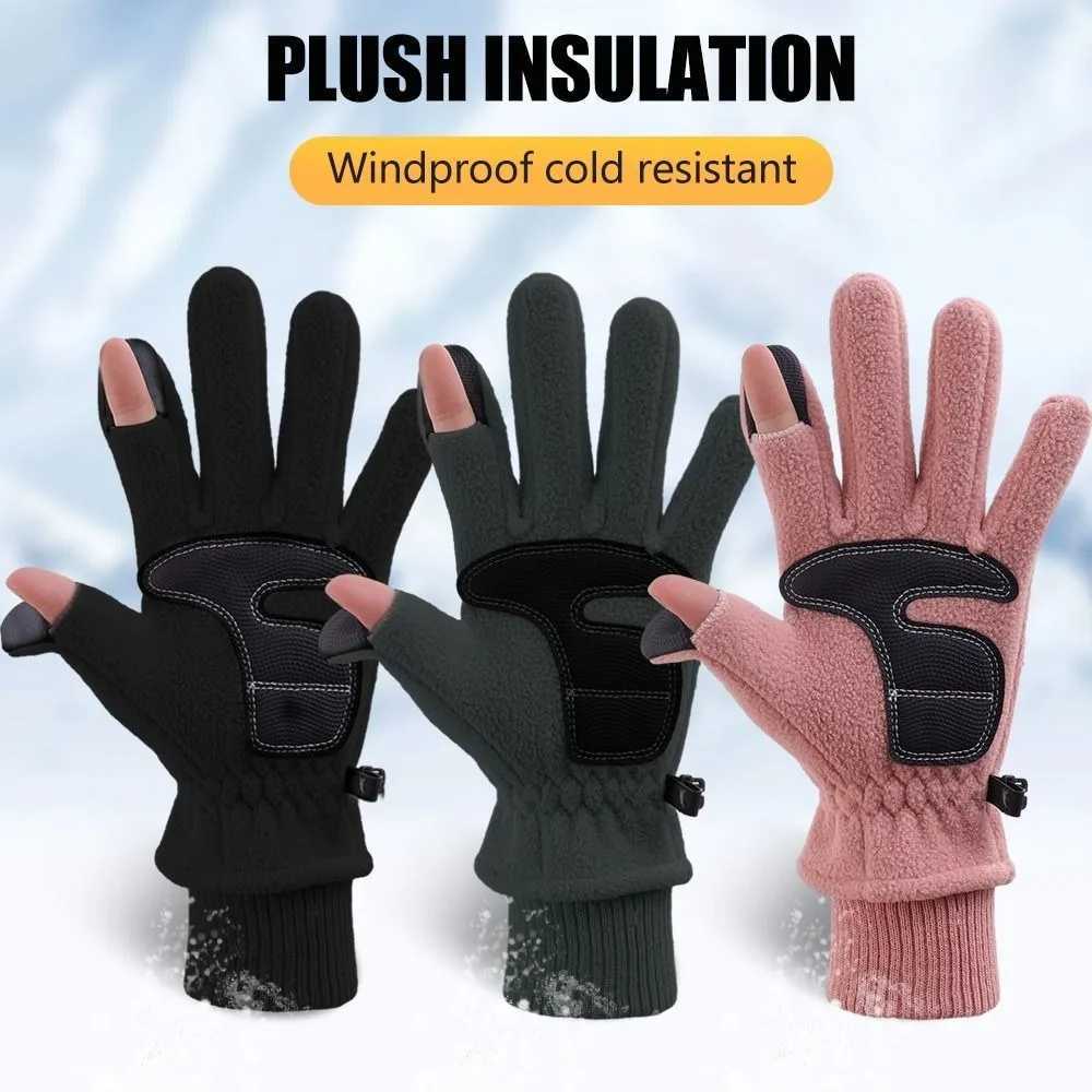 Hot wool winter Gs mens touch screen bicycle cold resistant and windproof bicycle thick and warm outdoor skiing gloves W241026