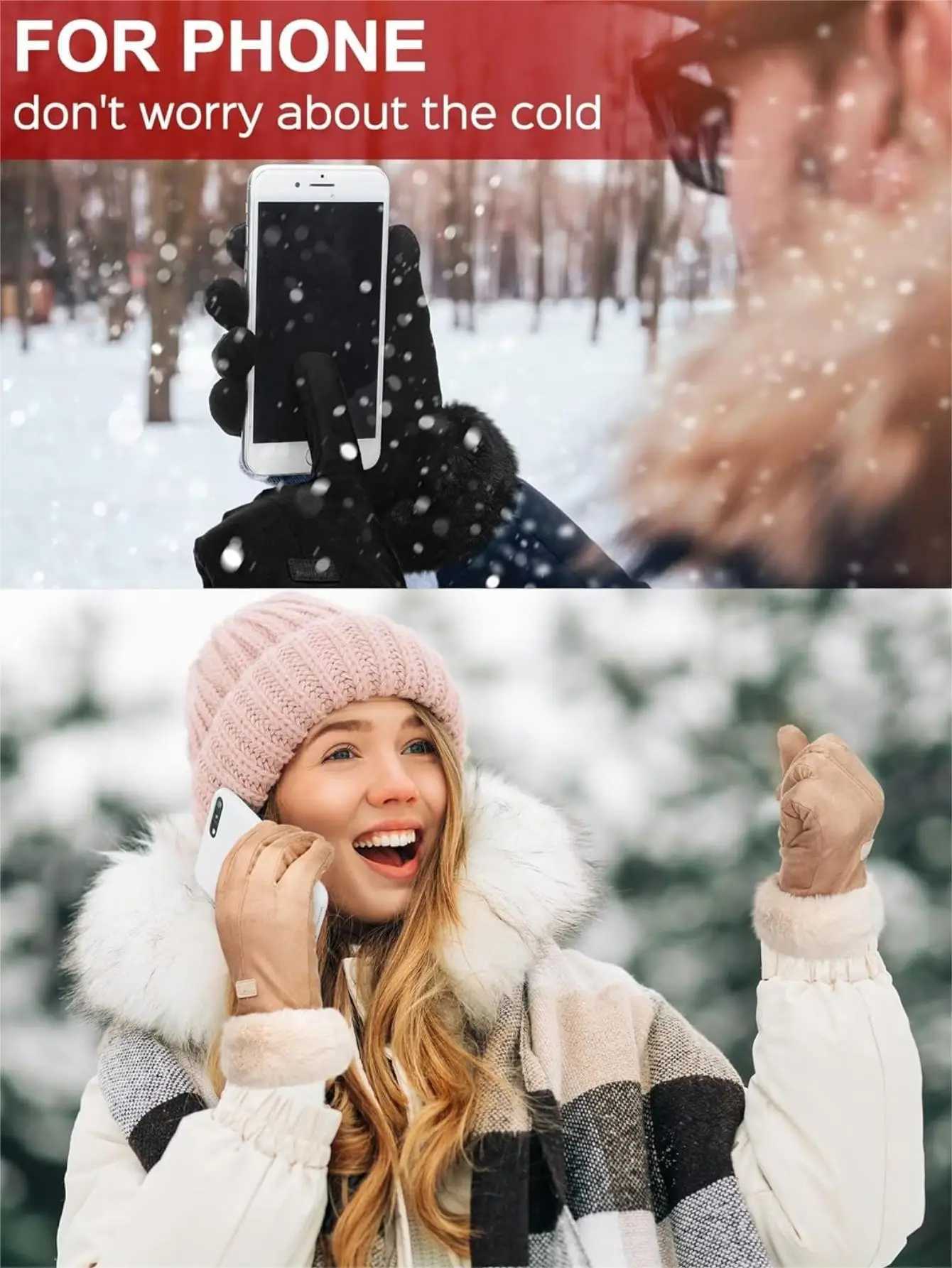 Fashion Womens Gs Autumn Winter Girls Cute Fur Warm Gloves Full Finger Gloves Women Outdoor Sports Womens Gs Screen W241026