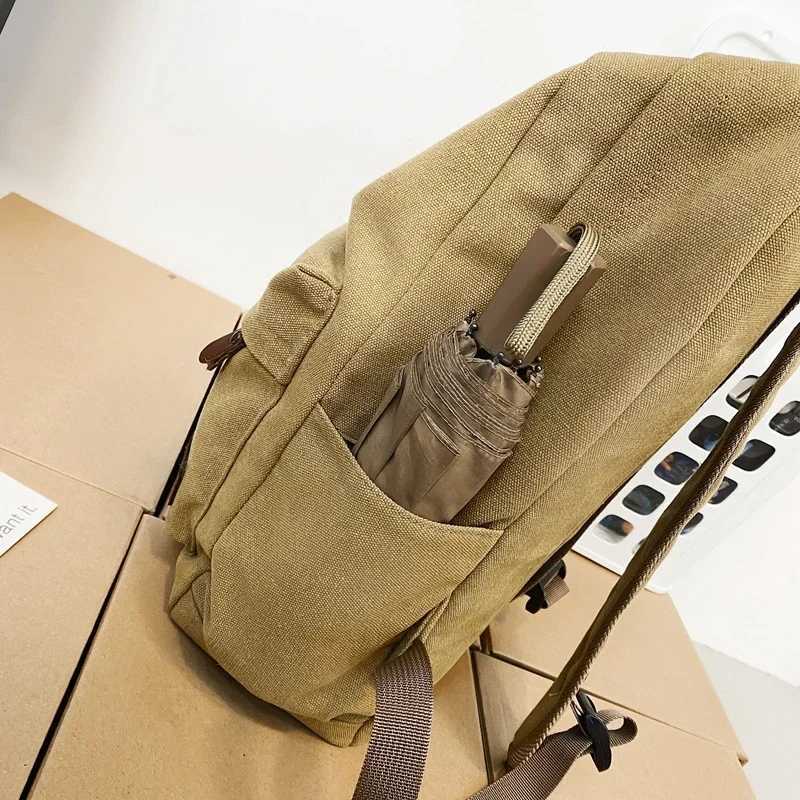 Solid Black Canvas Backpacks 100% Cotton Leisure Or Travel Bags Unisex Large Capacity Packages Fashion Simple School Bags bolsaXJ241026