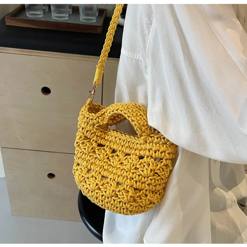 Korean young womens bag crochet cross shoulder bag soft cotton fabric womens fashionable casual small handbag 241025