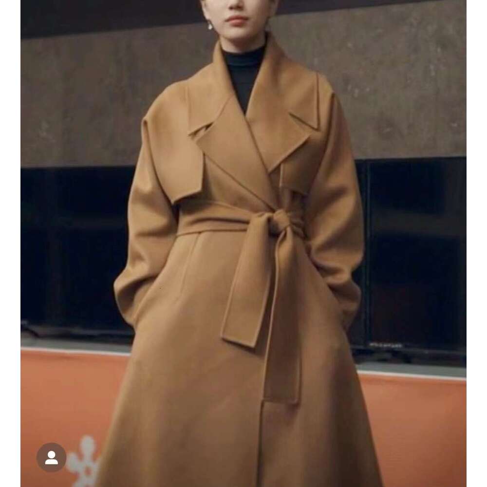 2024 Korean High-End Women's Cashmere Coat, Classic And Versatile Camel Colored Coat Women