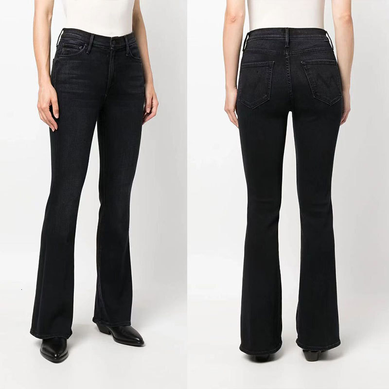 Women High Waisted Jeans Slim Versatile Elastic Flared Denim Pants