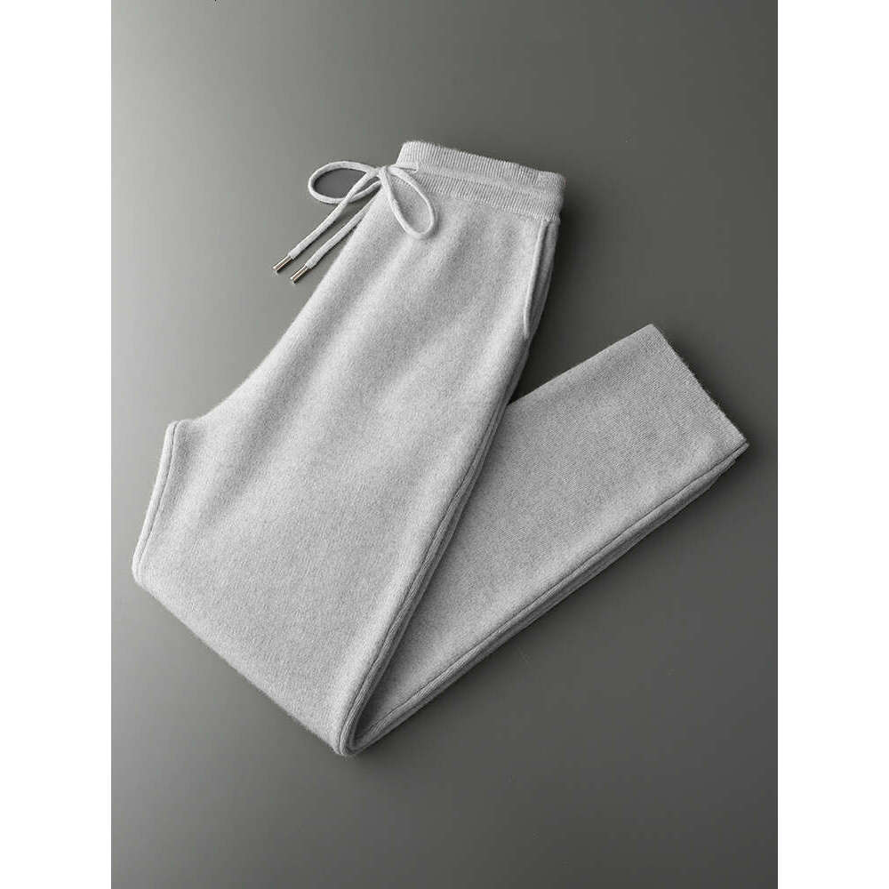2024 Fashion Suit Autumn Winter 100% Cashmere High Quality Sweater Trousers Men Tops And Pants Two-Pieces Male Knitwear Clothing