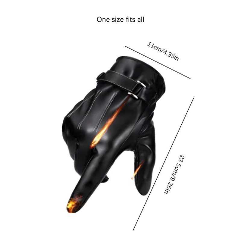 1 pair of high-quality all finger black riding Gs mens PU leather G winter warm touch screen Gs W241026