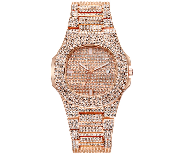 Fashion Men Square Dial Face Watch 40mm Jewelry Rhinestone Quartz Waterproof Diamonds Rose Gold Silver Clock Rainbow Bezel Super Watches Dropshipping Gifts