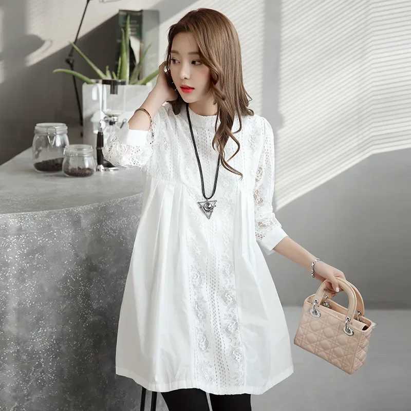 2022 New Summer Fashion Lace Splicing Loose Dress for Pregnant Womens Wear W241026