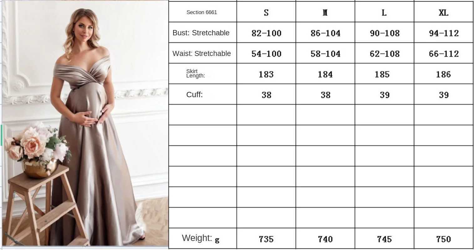 Pregnant photography loose low cut long dress shoulder V-neck dress formal pregnant dress W241026