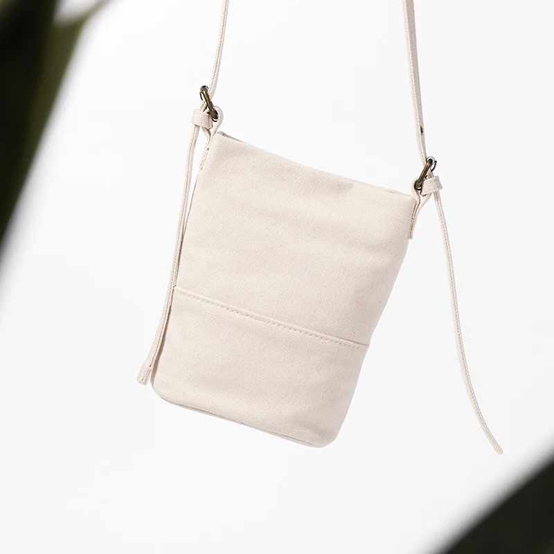 Mobile Canvas Small Pocket Womens Korean Version Vertical Style Lightweight Casual Messenger Small Bag Women 241025