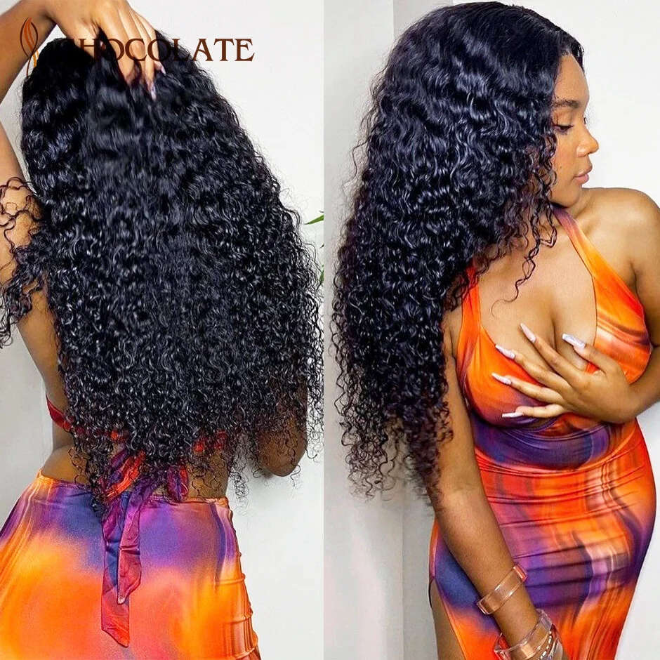 Water 13X4 HD Frontal Curly Human Hair Wigs For Black Women Brazilian 4X4 Deep Wave Lace Closure Wig