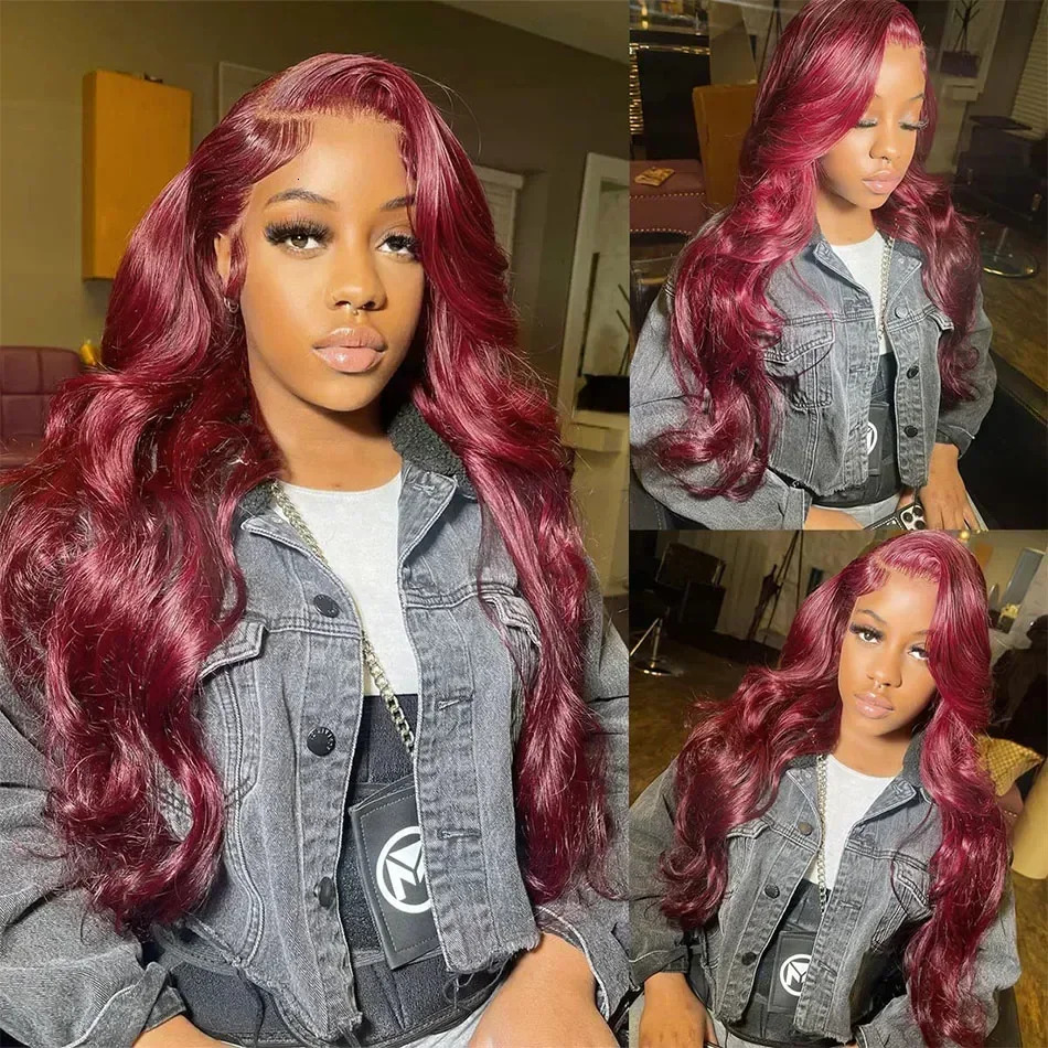 99j Bury 200 Density 13x4 13x6 Full Frontal Preplucked Colored Body Wave Front Wigs HD Transparent Lace Human Hair Wig