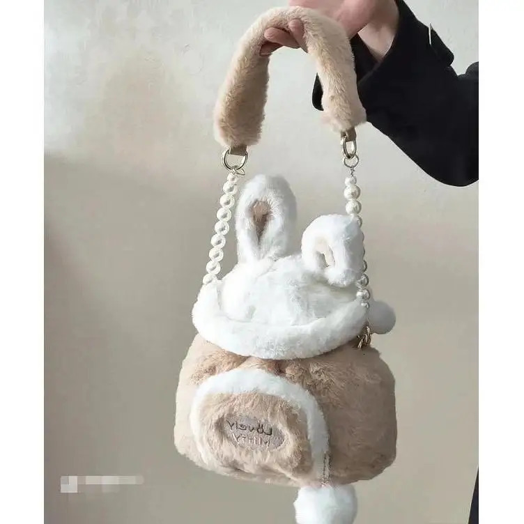 Kawaii Japanese Bag Autumn/Winter Soft Plush Storage Bag Womens Messenger Bag Cute Rabbit Ears Large Capacity Handbag 241025