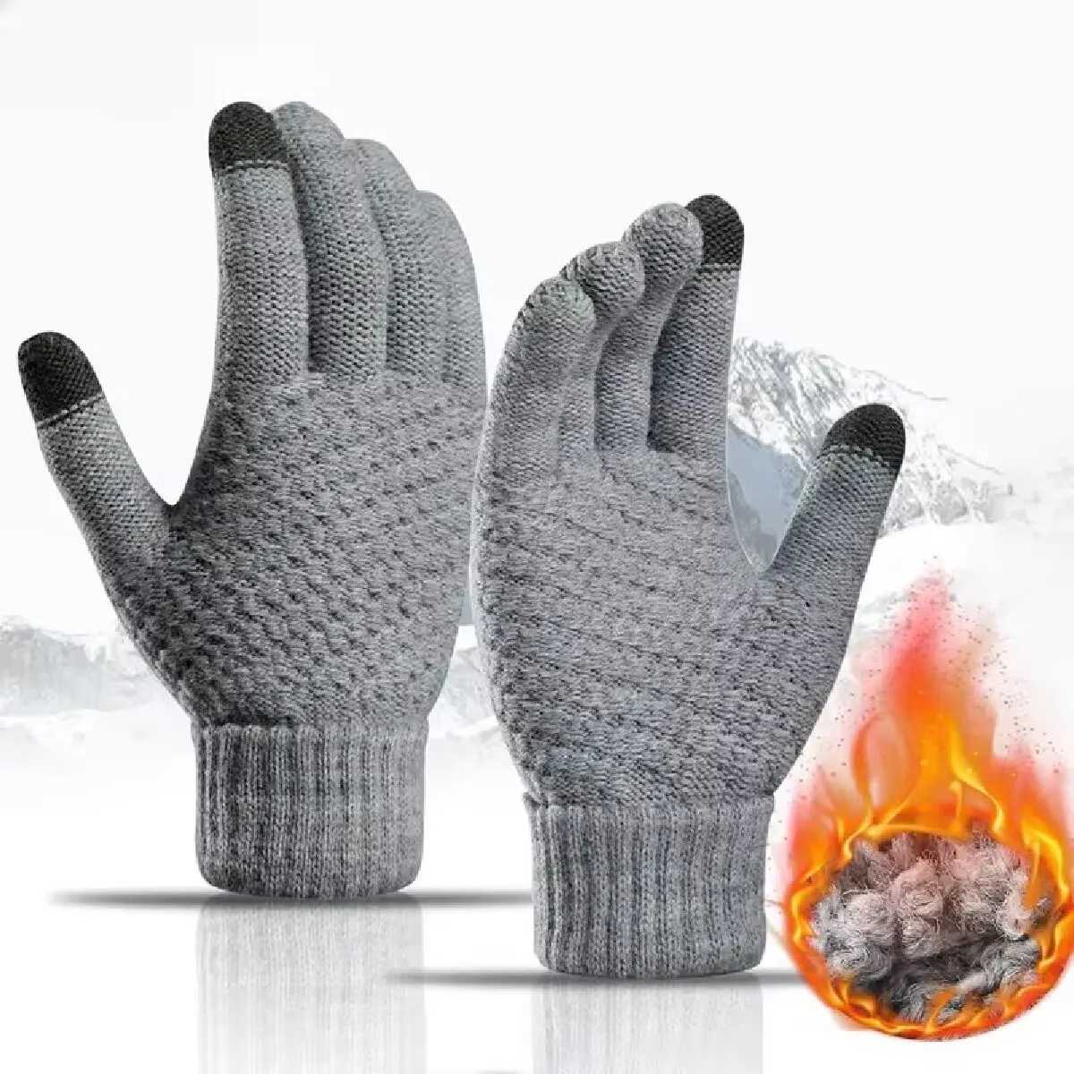 Womens Warm Winter Touchscreen Gs Elastic Classic Knitted Gloves Full Finger Outdoor Bicycle Driving G W241026
