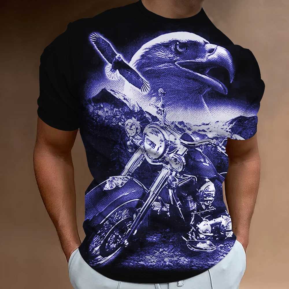 Mens Ts 3D motorcycle printed T-shirt short Slve retro summer mens clothing oversized shirt W241026