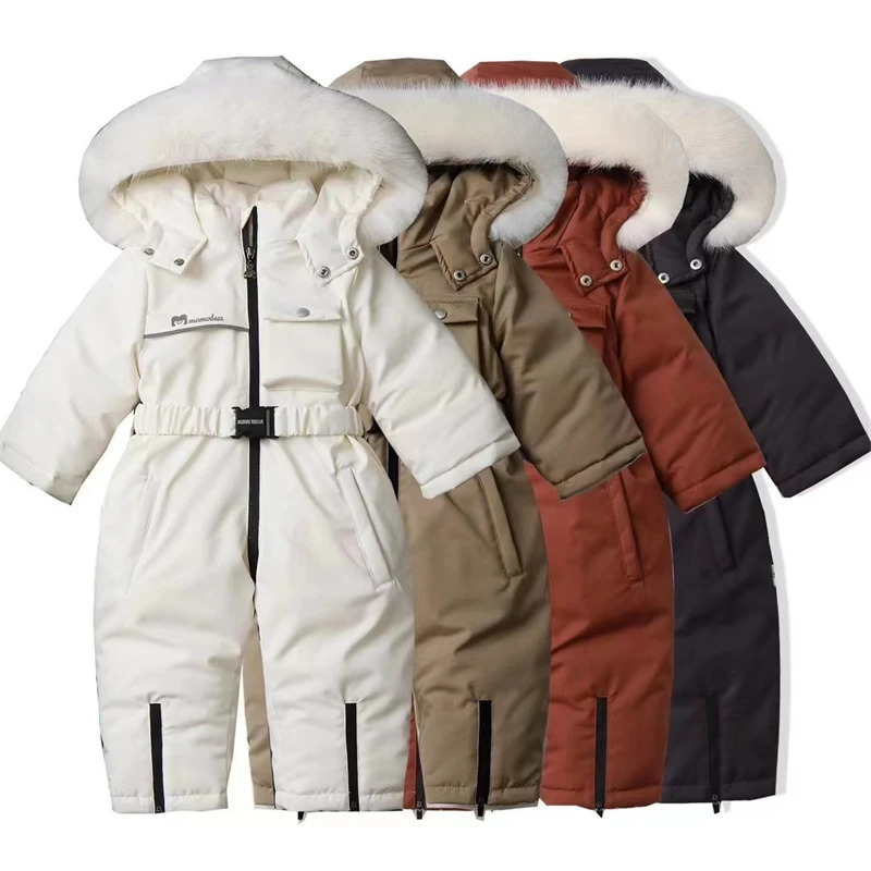 -30 Degree Baby Winter Jumpsuit Thicken Boys Ski Suit Coat Warm Children Jacket Waterproof Hooded Baby Girls Snowsuit 1-5Yrs 241025