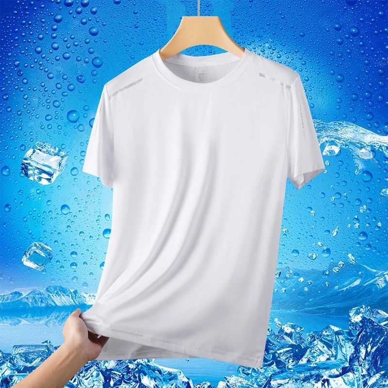 Ice Silk Short Slves Mens Summer Thin Sports Top Cool T-shirt Elastic Mesh Breathable Outdoor New Quick Drying T-shirt W241026