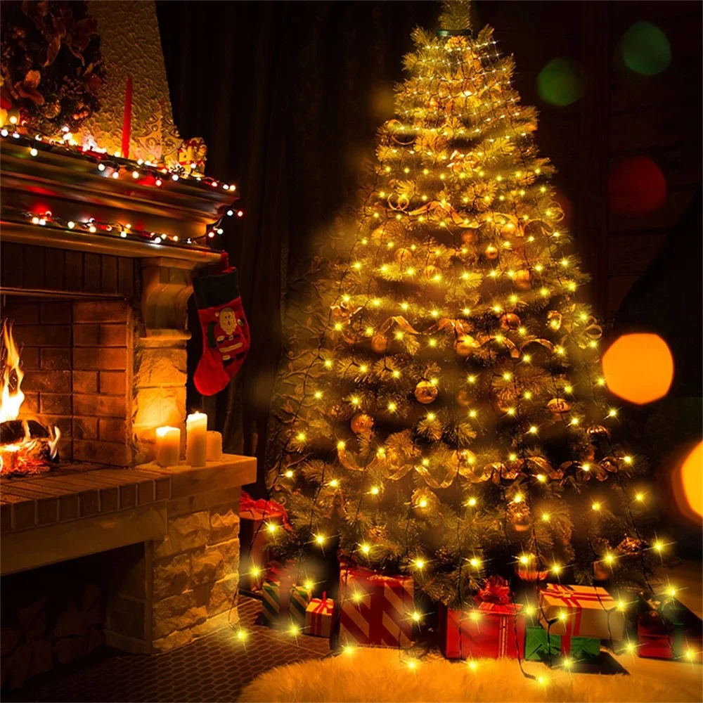 280/400 LED Christmas Tree Top Star Waterfall Light Timer Outdoor Garden Memory Fairy String Light Garden Holiday Light 241024