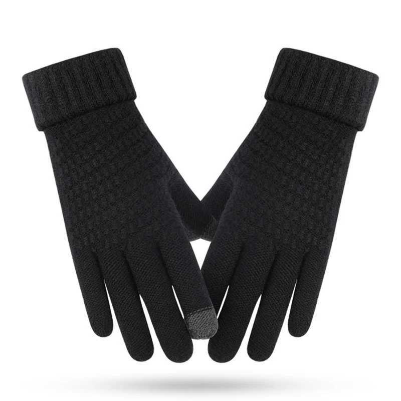 Winter Touch Screen Gs Warm Elastic Knitted Gloves Simulated Wool Full Finger Tube Female Crochet Luvas G Suitable for Women W241026