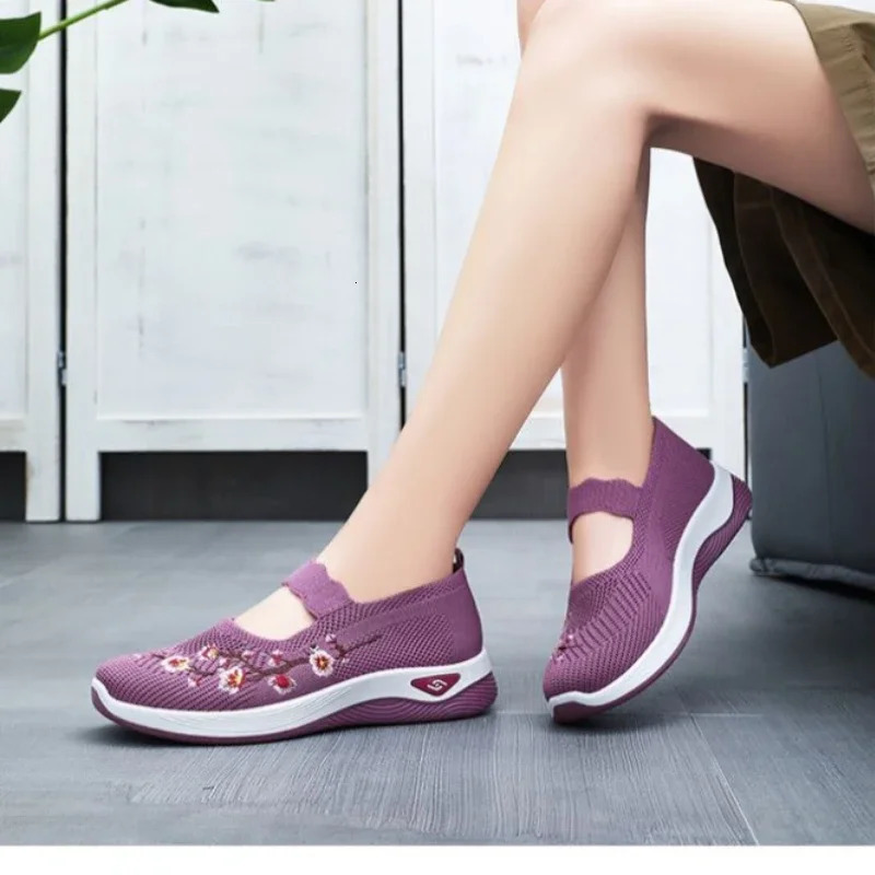 Womens Shallow Flat Shoes Breathable Womens Platform Running High Quality Round Flat Shoes Womens Fashion 241024