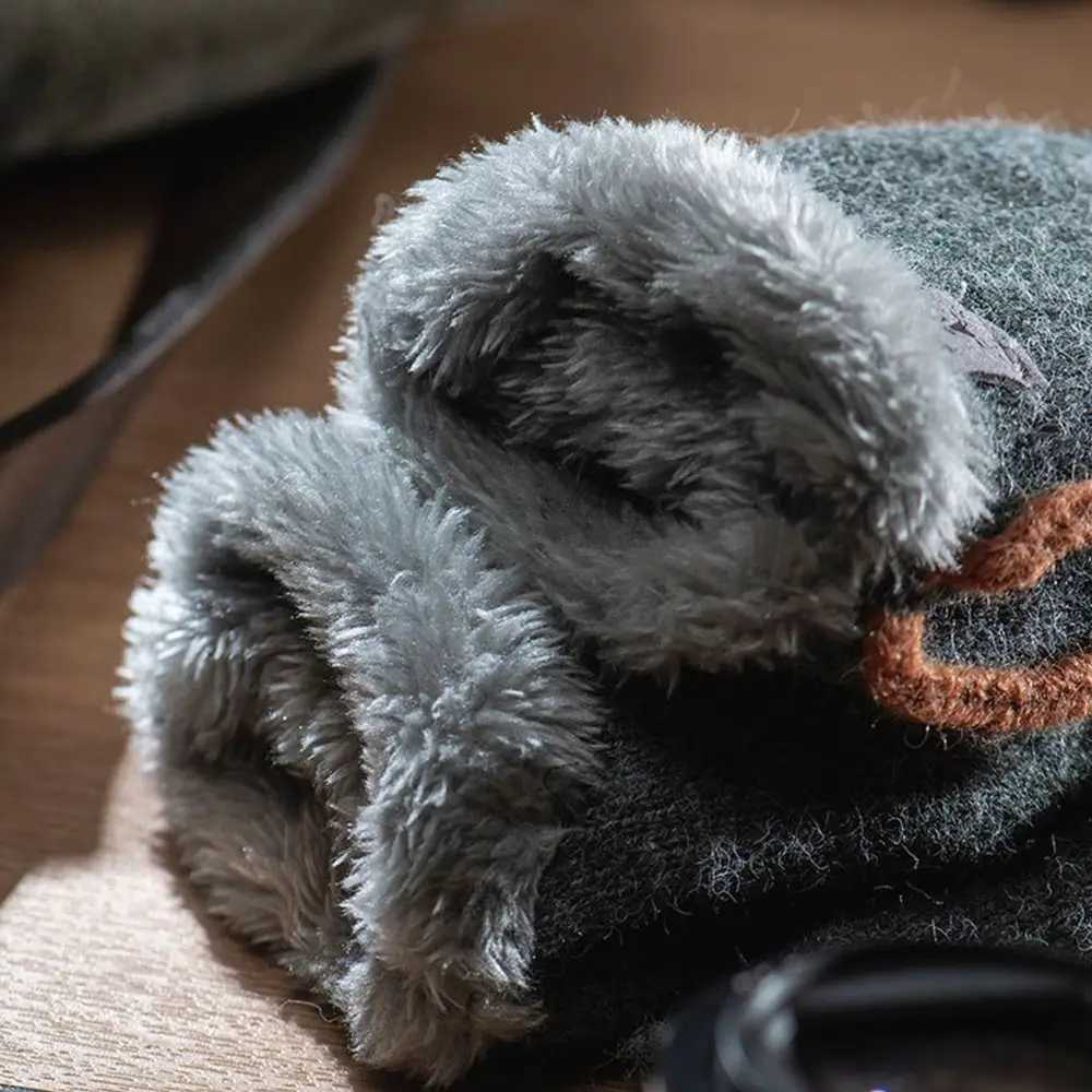 Thick plush fluffy anti cold autumn winter knitted gloves half finger Gs touch screen Gs warm Gs W241026