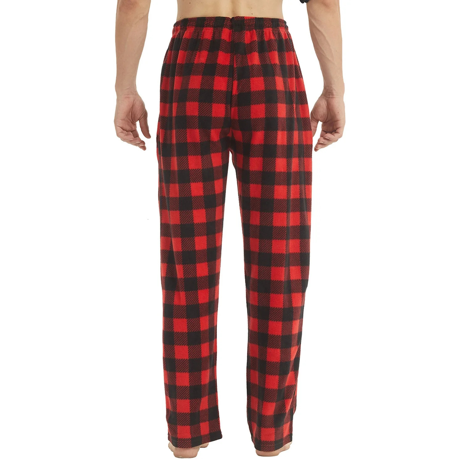 Mens Pajama Pants Set Bottoms Fleece Lounge Sleepwear Lightweight Plaid pj with Pockets Microfleece 241017