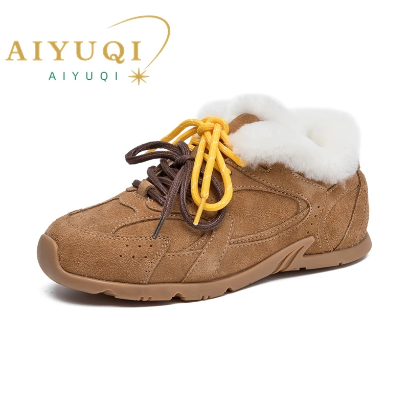 AIYUQI Women Winter Sneakers Genuine Leather 2024 New Non-slip German Training Shoes Women Large Size Flat Female Winter Shoes