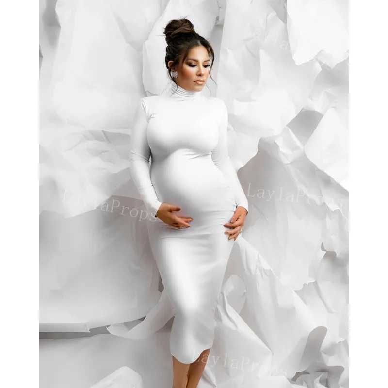 Pregnant womens long sleeved photos pleated Blouson Midi dresses womens party photos pregnant baby shower clothes W241026
