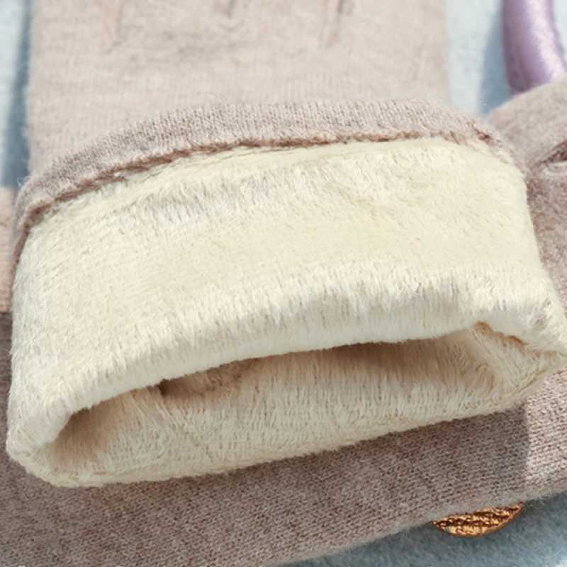 New Winter Womens Warm Touch Screen Elegant and Simple Cashmere Gs High Volume Elastic Thick and Soft W241026