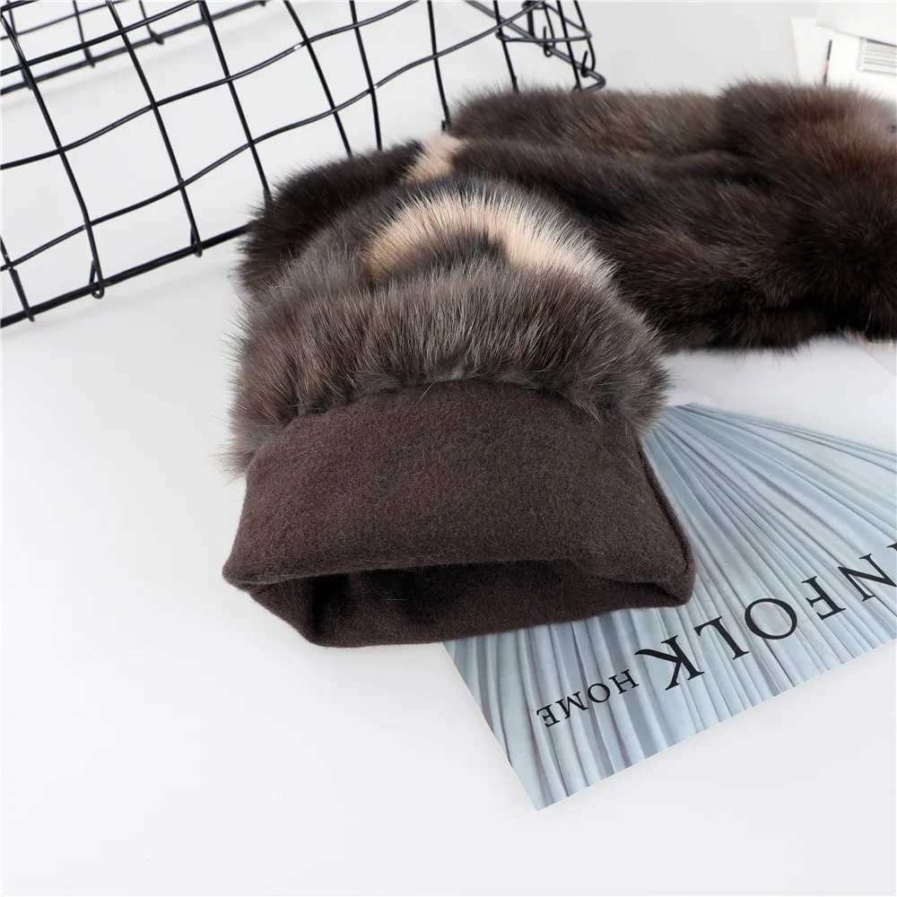 Luxury mink fur womens winter warmth Gs genuine leather mink gloves with warm and fluffy wrists W241026