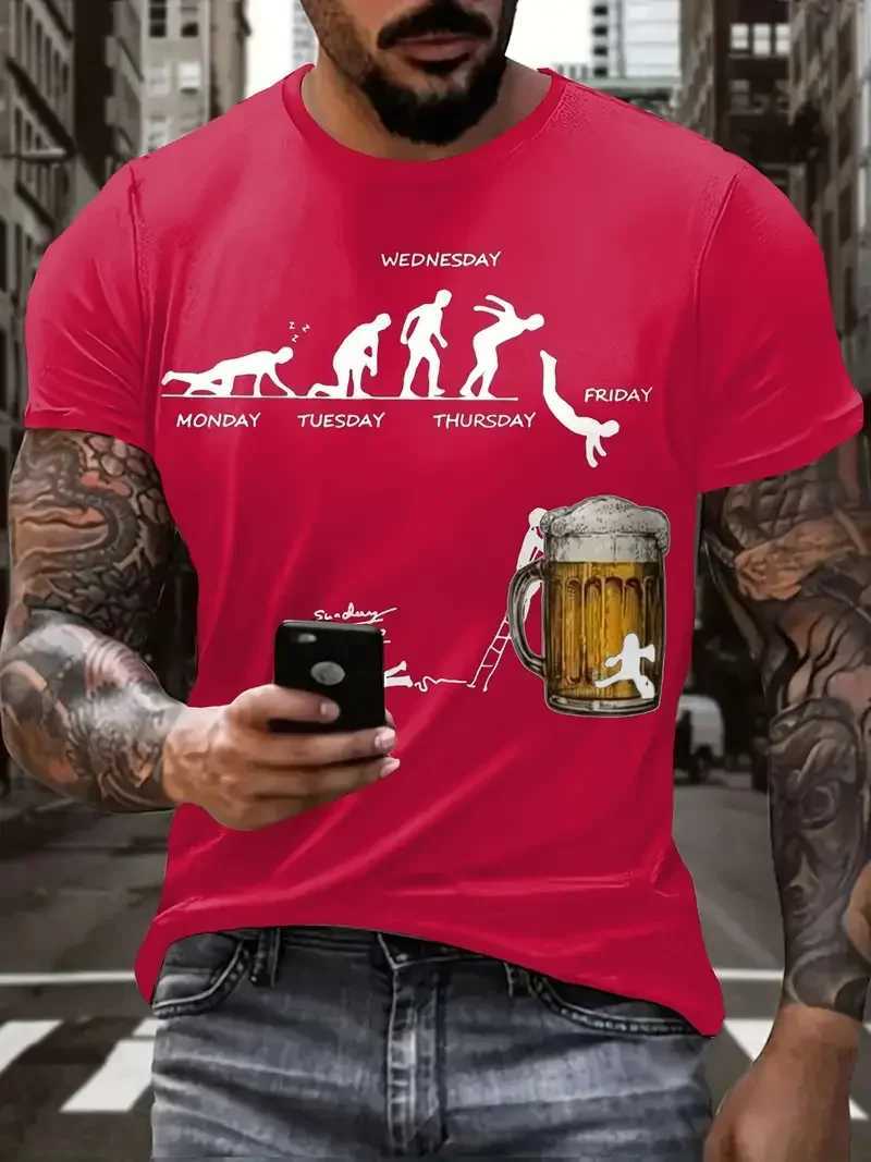 Summer Br Mens T-shirt 3D Printed Funny T-shirt Polyester Breathable Short Sleeve Loose Top T-shirt Mens Clothing W241026