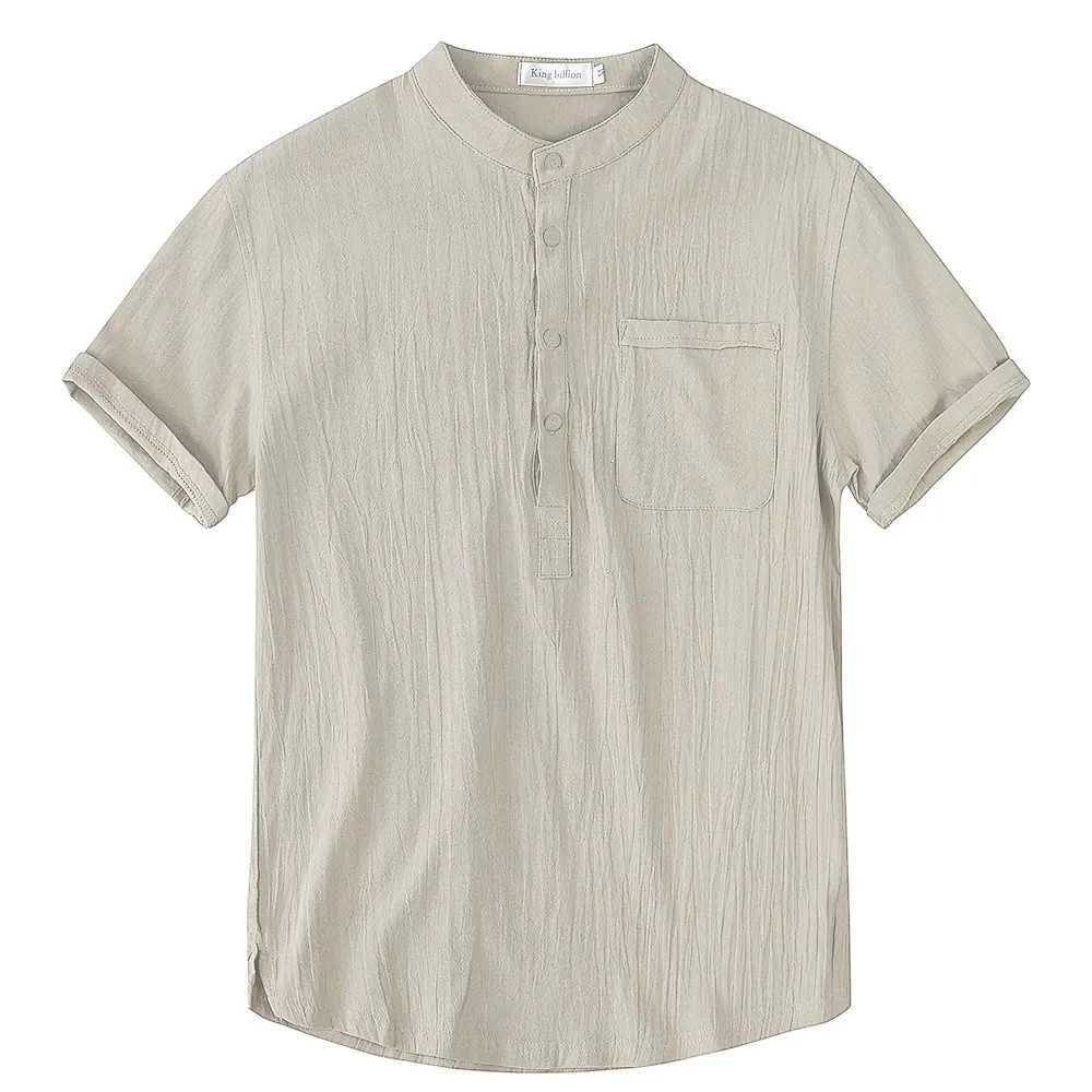 Mens Short Sleeve T-shirt Cotton Linen Casual Mens T-shirt Solid Color Summer Mens Comfortable Breathable W241026