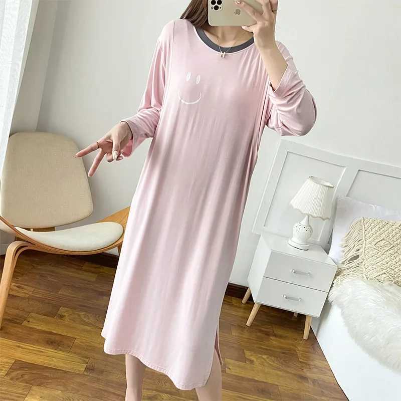 Nursing Sleep Dress Short Sleeve Modal Postpartum Clothing Feeding Night Light Pregnant Dress Long Summer Style W241026