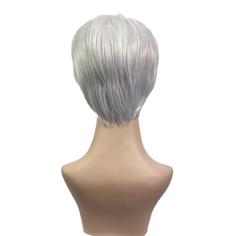 African ladies middle-aged and elderly wig side bangs fluffy short hair chemical fiber headpiece