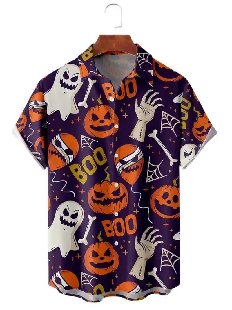 Mens Halloween shirt 3D printed Coolpad shirt hip-hop oversized mens clothing Haian summer beach holiday short Slve W241026
