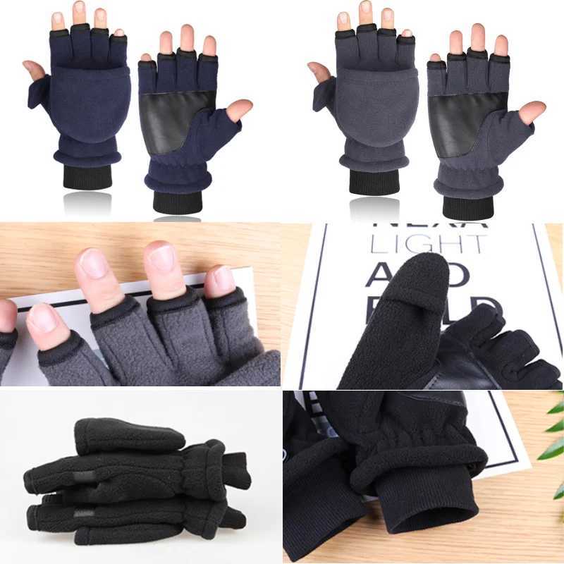 Winter Warmth Gs Finger Convertible Heat Gloves Gs Windproof Polar Wool Warmth Womens Double Layer Fl Gs W241026