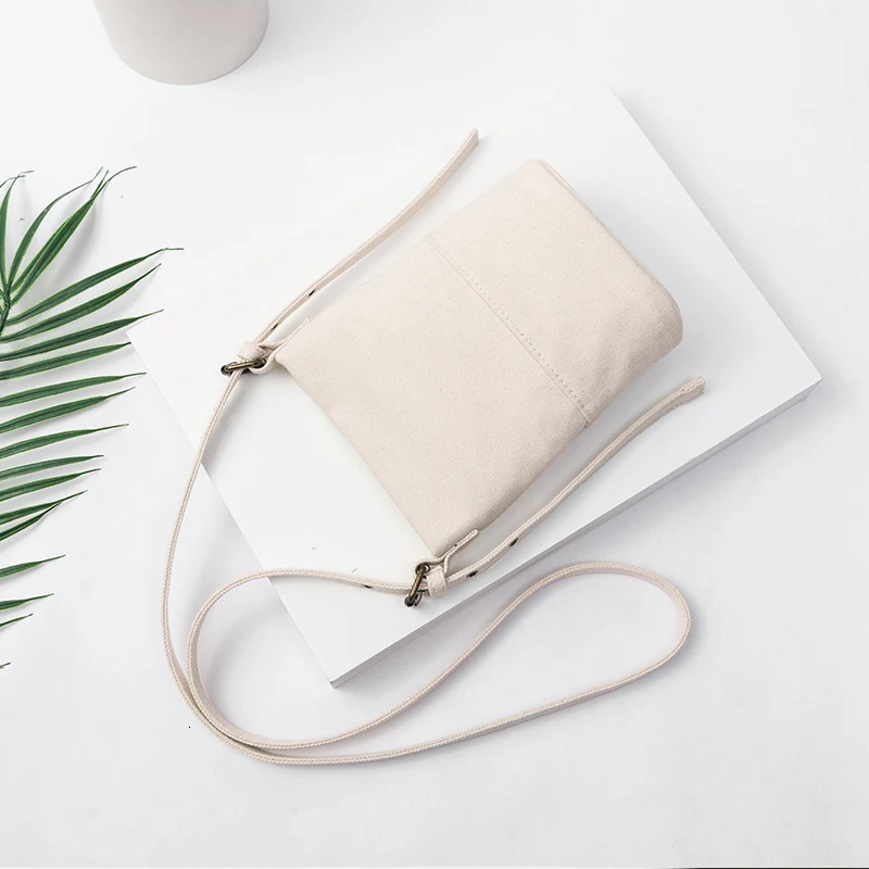 Mobile Canvas Small Pocket Womens Korean Version Vertical Style Lightweight Casual Messenger Small Bag Women 241025
